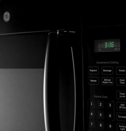GE JVM3160DFBB 30" Over-The-Range Microwave Oven with 1.6 Cu. Ft. Capacity in Black | 1.6 Cu Ft Capacity, 1000W, 300 CFM 2-Speed Vent, Auto and Time Defrost, Convenience Controls7