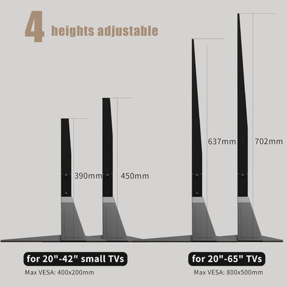 Universal TV Stand, Metal TV Legs for 20-65 Inch Lcd/Led/Oled/Plasma Flat&Curved Screen TV Height Adjustment with VESA 75X75Mm to 800X500Mm Max ML17606