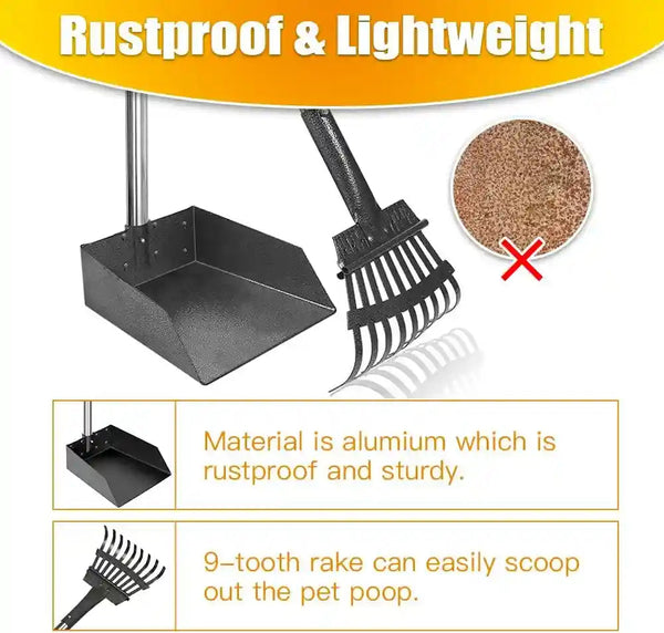 TOOGE Pooper Scooper, Dog Pooper Scooper Long Handle Stainless Metal Tray and Rake for Medium Small Dogs Heavy Duty Pet Supplies to Use for Grass, Dirt or Gravel4