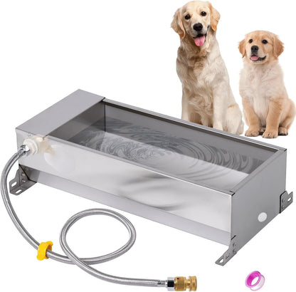 Automatic Large Dog Water Bowl Dispenser Outdoor Stainless Steel Automatic Livestock Water Trough Large Capacity Auto Fill Dog Waterer with Float Valve, for Chicken Geese Duck Goat Pig1
