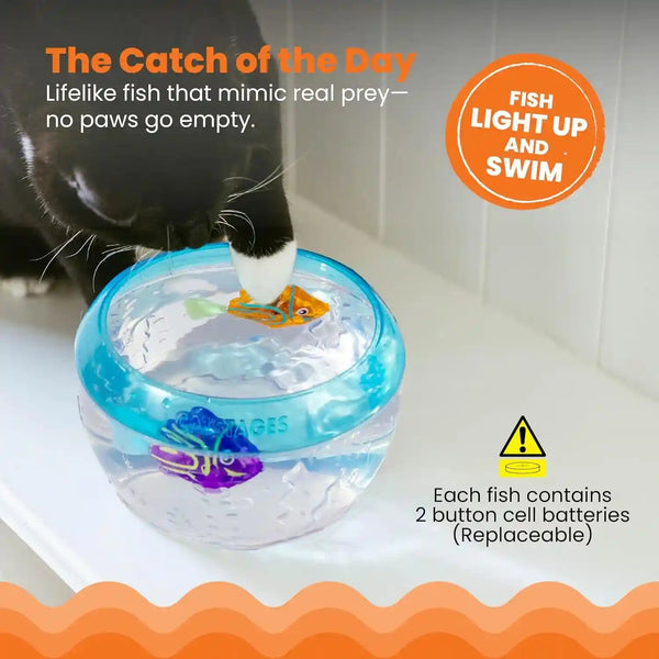 Catstages Meow-Smerizing Fish Electronic Cat Toys, 2Pk, Replacement Pack for Meow-Smerizing Fish Bowl, Multicolored3