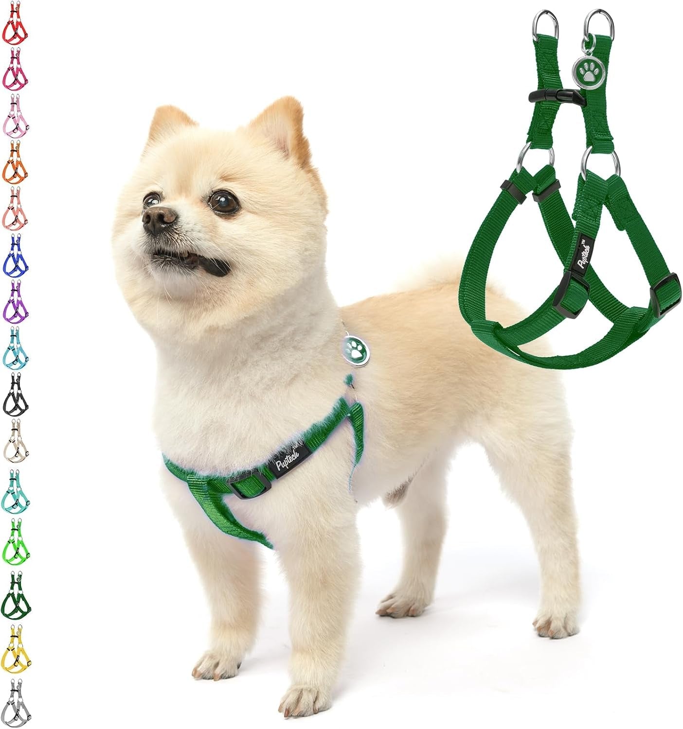 pupteck-no-pull-dog-harness-soft-adjustable-basic-nylon-step-in-puppy-vest-outdoor-walking-with-id-tag