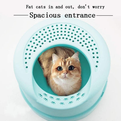 Dog Potty Training Toilet ﻿ Top Entry Cat Litter Bowl Anti-Splashing Toilet Semi-Closed Tray Fully Enclosed(White)5