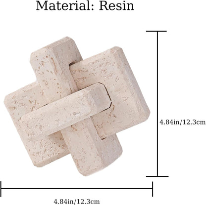 3-Link Knot Resin Travertine Decor, Coffee Table Book Shelf Decoration | Light Beige Entry Table Decor Decorative Objects, Aesthetic Accents for Boho Modern Rustic Office Living Room Home Décor5