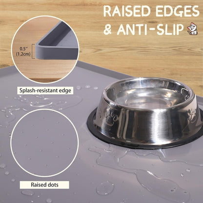 Mateeylife Silicone Cat & Dog Food Mat for Floors Waterproof, Anti-Slip Dog Bowl Mats for Food and Water, Pet Feeding Mats with Lip to Prevent Spills, Pet Placemat for Messy Drinkers to Protect Floors3