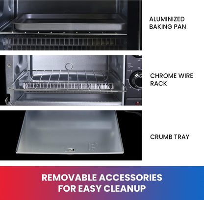 Total Chef Toaster Oven - Countertop Oven for Toast, Bake, Broil, Pizza, Compact Size for Small Kitchen, Appliance with Timer, Black4