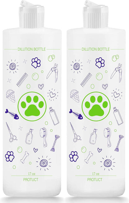 2 Pack Pet Shampoo Dilution Bottles, Specialties Mixing Bottle for Concentrated Dog Shampoo and Conditioner Grooms (2)1