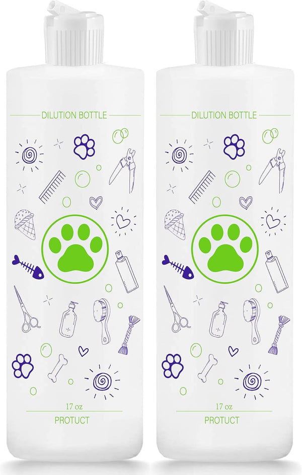 2 Pack Pet Shampoo Dilution Bottles, Specialties Mixing Bottle for Concentrated Dog Shampoo and Conditioner Grooms (2)1