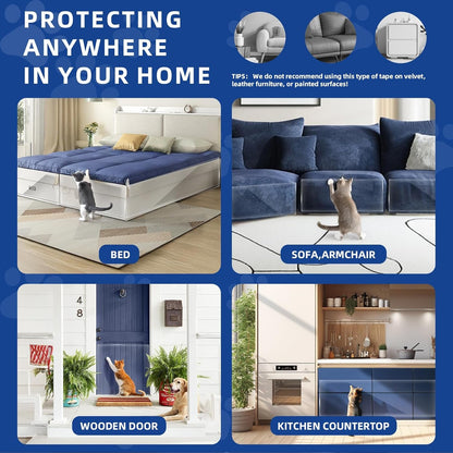 Toosoft anti Cat Scratch Furniture Protector Clear Vinyl 196.9"X16.5" | Couch Protector from Cat Claws Thicken - Single Sided Sticky Flexible Dog Tape for Furniture, for Couch Corner Door Walls Bed7