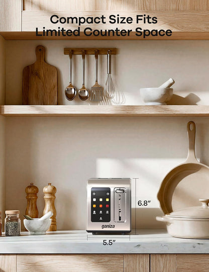 Toaster 2 Slice with Touchscreen Smart Toasters Wide Slot, Max 925W | Full Stainless Steel, Digital Countdown Timer, Touch Screen, Defrost Reheat Cancel, +/-10S Fine-Tune, Removable Crumb Tray9