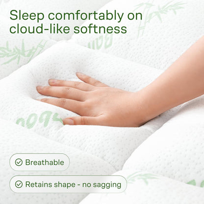 Ultra Soft & Cooling Mattress Topper - Queen Size | Rayon Derived from Bamboo, Pillow Top Mattress Pad, 20" Deep Pocket, Back Pain Relief, Perfect for Hot Sleepers, Green2
