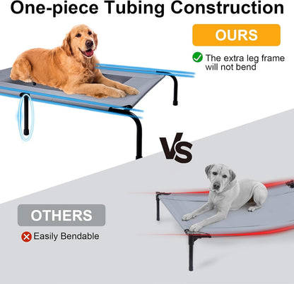 Outdoor Dog Elevated Bed with Plush Mat, Raised Dog Beds,Pet Cot Hammock(L) | Durable Washable Raised Dog Bed, Indestructible Elevated Cooling Dog Beds,Durable Dog Cot Bed, Lifted outside Dog Hammock Bed2