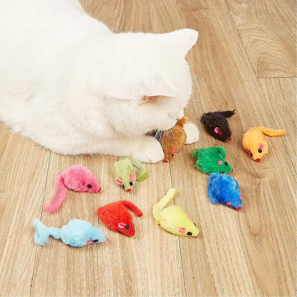 12PCS Cat Mouse Toys,Faux Fur Cat Mice Toys with Plastic Body, Interactive Catnip Toys for Indoor Cats,Perfect for Kittens, Cats, and Puppies!… | Realistic 3.9In Size with a Durable Plastic Body and Rattling Sound, Perfect for Indoor Cats, Kittens and Puppies2