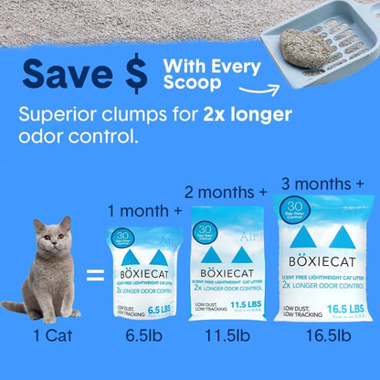 Boxie Unscented Lightweight Cat Litter 30 Day Odor Control Dust Free 6.5 Lb9