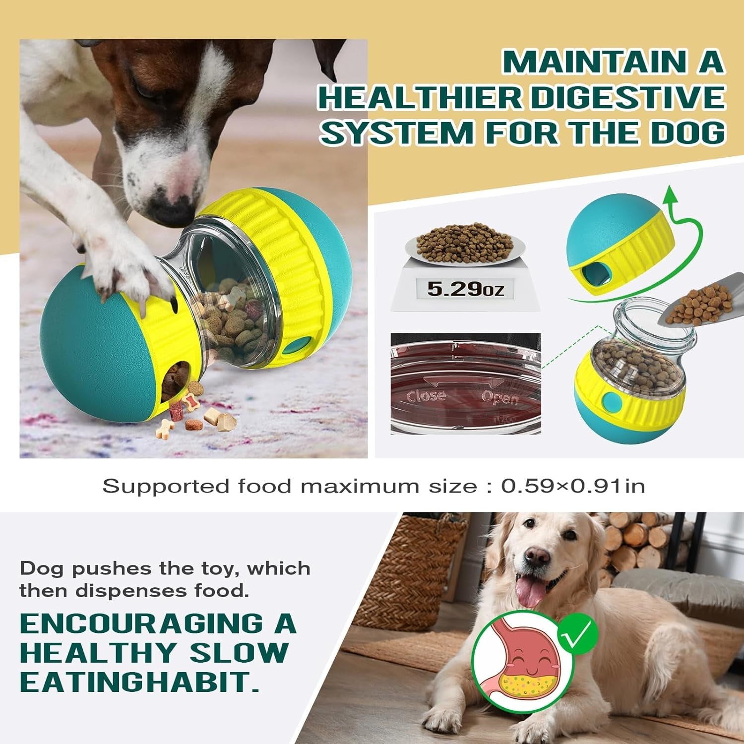 bsisuerm-dog-puzzle-toy-adjustable-treat-dispensing-ball-food-dispenser-tough-slow-feeder-puppy-enrichment-training-toy-pet-interactive-chase-toys-for-small-medium-large-dogs-to-keep-them-busy-green