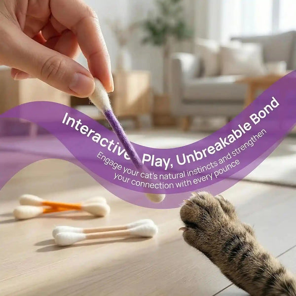 Cotton Swabs Cat Toys with Catnip,6 Pk Soft Interactive Giant Q Tip Cat Toy,Durable for Chew, Organic Catnip for Anxiety & as Digestive Aid,The Ideal Gift for Cat Lovers (Colorful 6-Pack)5