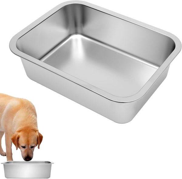 Kichwit 1.8 Gallons Large Dog Bowl, Stainless Steel Pan | Food Grade, Dishwasher Safe1