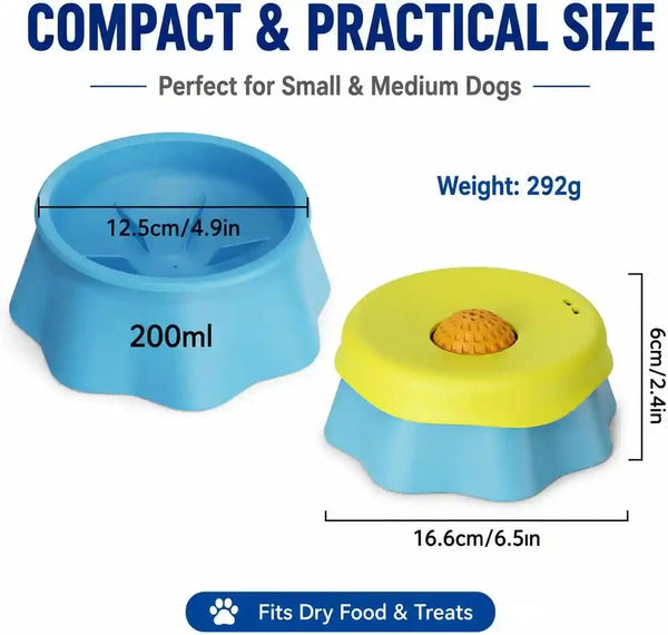 Slow Feeder Dog Bowl with Rolling Ball - 2-In-1 Silicone Dog Lick Bowl for Liquid Treats, Anti-Slip Interactive Licking Toy for Small Medium Large Dogs Cats, Food-Grade Easy Clean (Blue+Yellow)8