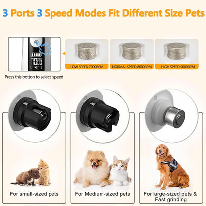 2026 Upgraded Silent Groom Pro Nail Grinder - 3-Speed Cordless Grooming Pro Nail Grinder, Pet Nail Trimmer with 2 LED Light,Usb-C Rechargeable & 2 Grinding Wheels for Small Medium Large Dogs and Cats2