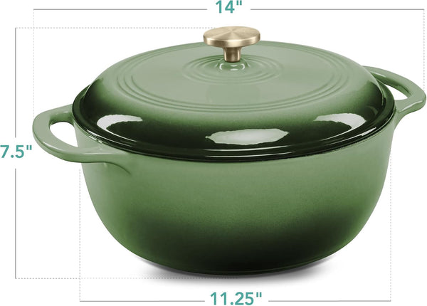 Best Choice Products 6 Quart Enamel Cast-Iron round Dutch Oven, Family Style Heavy-Duty Pre-Seasoned Cookware for Home, Kitchen, Dining Room, Oven Safe W/Lid, Dual Handles - Deep Olive Green7
