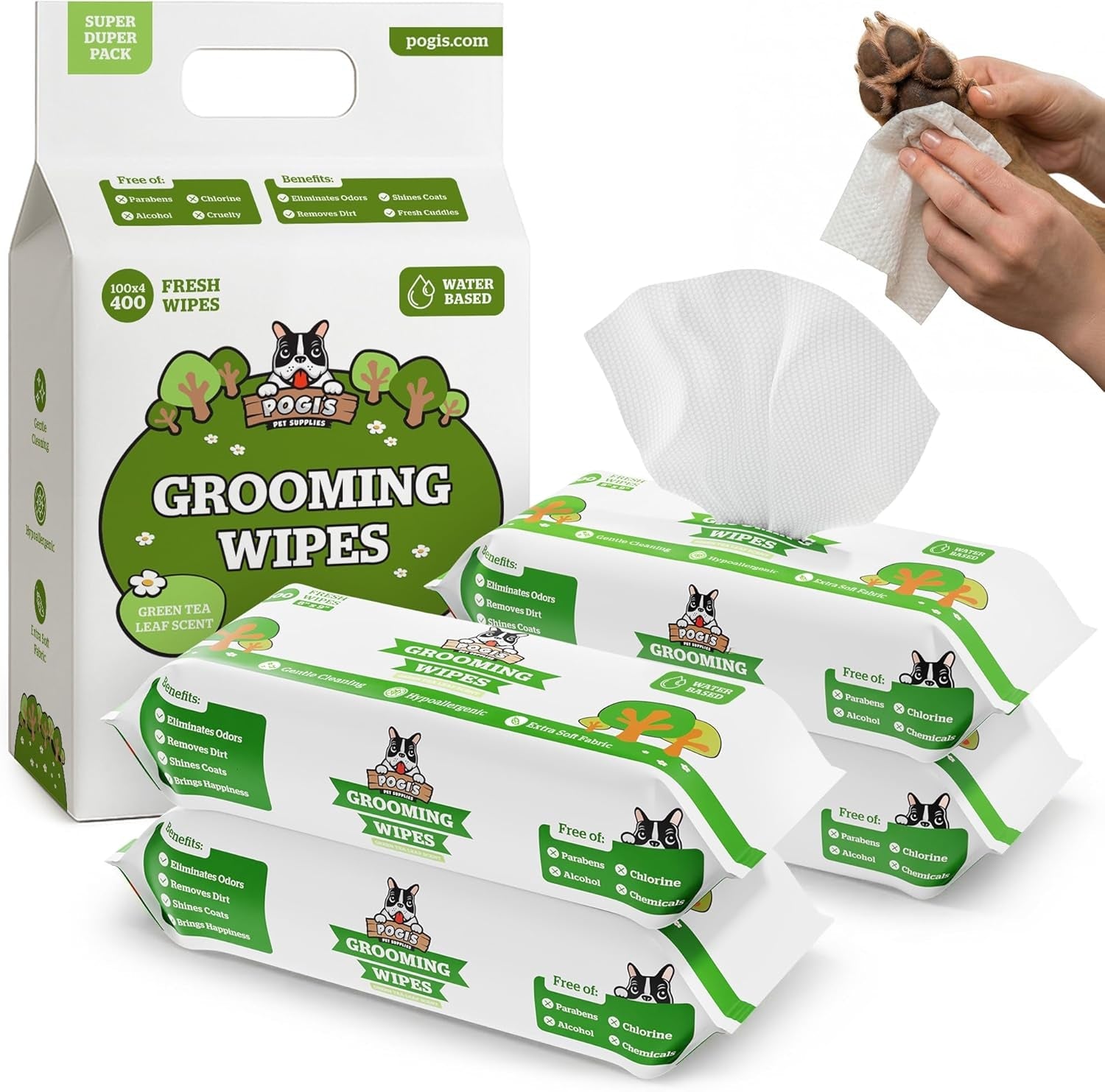 pogi-s-dog-grooming-wipes-hypoallergenic-pet-wipes-for-paws-body-butt-cleaning-hydrating-fragrance-free-100-count