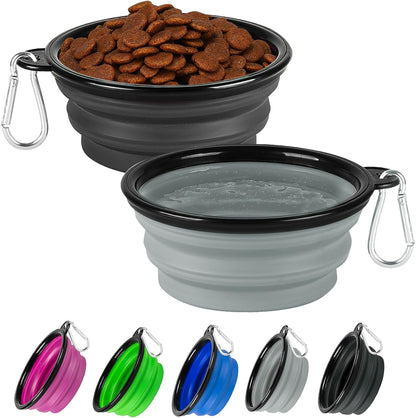 Collapsible Dog Bowl Large 34Oz, Travel Dog Water Bowl Portable | 2 Pack, 2 Carabiner Clips, Silicone Travel Dog Bowl Foldable, Feeding Watering Dish Bowl, for Parking, Walking, Camping18