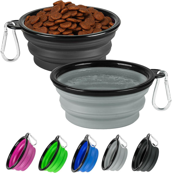 Collapsible Dog Bowl Large 34Oz, Travel Dog Water Bowl Portable | 2 Pack, 2 Carabiner Clips, Silicone Travel Dog Bowl Foldable, Feeding Watering Dish Bowl, for Parking, Walking, Camping18