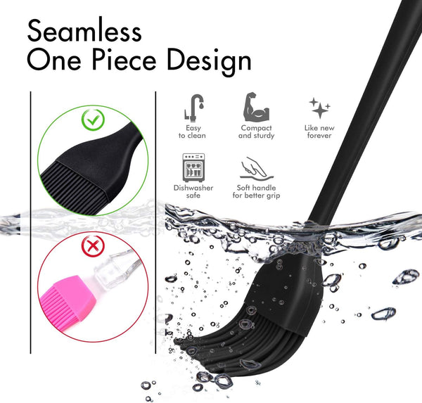 600℉ Heat Resistasnt Basting Brushes, BPA Free Silicone Pastry Brush, Spread Oil Butter Sauce Marinades for BBQ Grill Barbecue Baking Kitchen Cooking Dishwasher Safe (Black 2)4