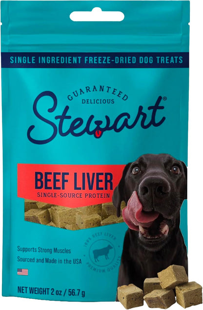 Stewart Freeze Dried Dog Treats, 100% Beef Liver, 3.5 Oz Pouch | Premium Quality Raw Protein, Single Ingredient, High Protein Training Treats & Food Topper, No Refrigeration, Cat Friendly10
