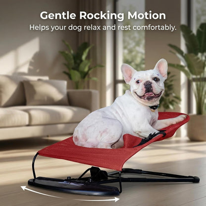 Cat & Dog Rocking Chair - Bouncer Bed for Frenchie, French Bulldog Lounge, Outdoor Portable Foldable Pet Furniture. Adjustable Height, Breathable Mesh, Safety Harness for Small Animals & Puppies8