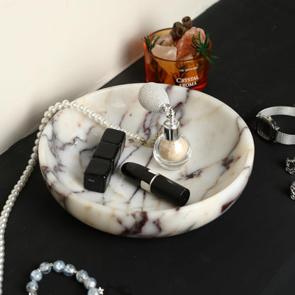 Marble Key Bowl for Home Decor, Decorative Bowl for Coffee Table, Marble Fruit Bowl for Table Centerpiece, Coins Candy Catchall Bowl for Entryway (Calacatta Viola, 7.8" X 1.9")6