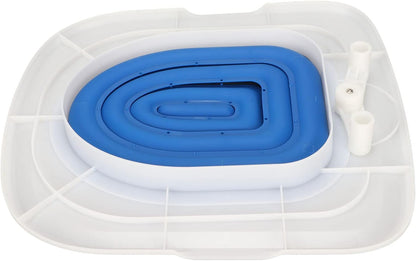Reusable Cat Toilet Training Kit Universal round Elongated S ABS Trainer Tool for Kittens Pets Litter Box Alternative Potty System (White Tray, 1 Blue Inner Support)3