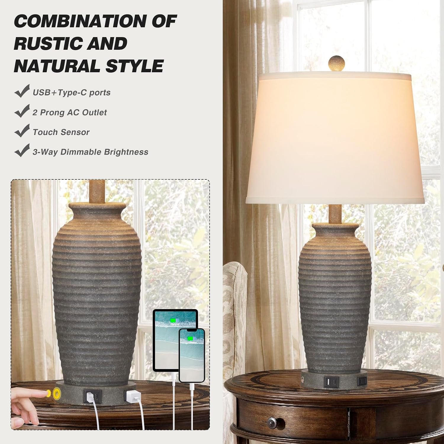 25-farmhouse-jar-table-lamps-set-of-2-3-way-touch-control-rustic-bedside-lamps-with-usb-a-c-ports-ac-outlet-pot-nightstand-lamps-for-bedroom-living-room-led-bulbs-included