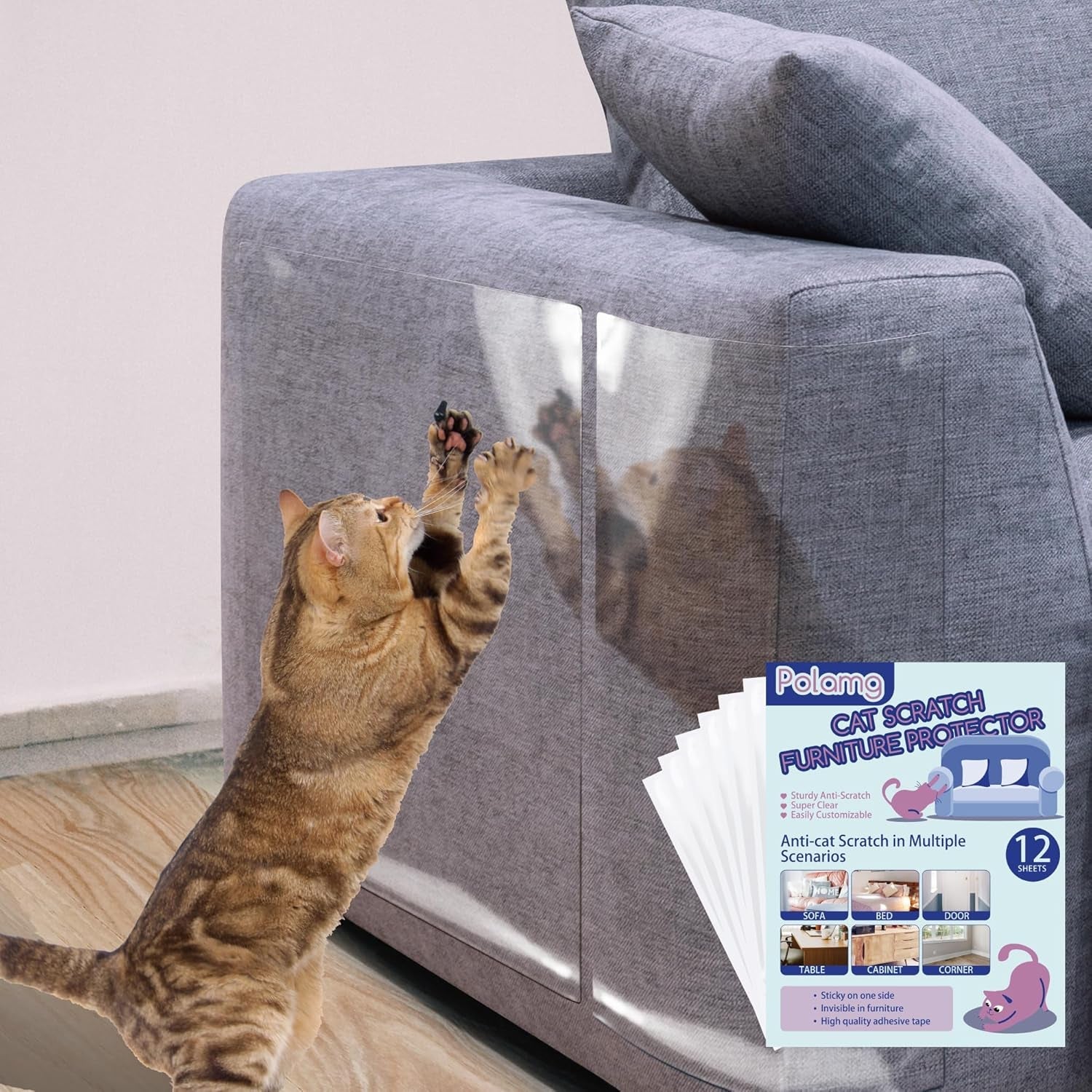 polamg-cat-scratch-furniture-protector-12-pack-clear-sofa-guards-12-clear-sheets-2-sizes-52-twist-pins-self-adhesive-cuttable-not-recommended-leather-faux-leather-velvet-microfiber