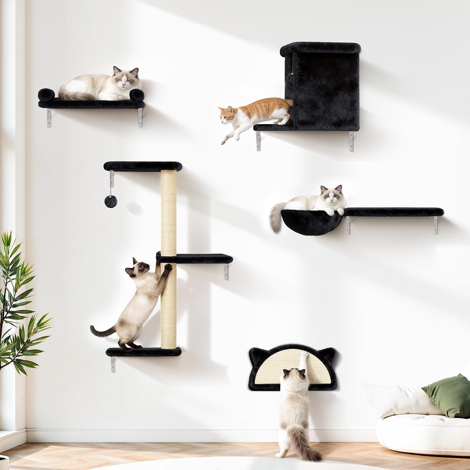5-in-1-cat-wall-shelves-solid-wood-cat-wall-furniture-set-for-indoor-cats-44-lb-per-shelf-72-hour-load-tested-pre-drilled-fits-16-in-stud-drywall-solid-walls-for-small-to-medium-cats