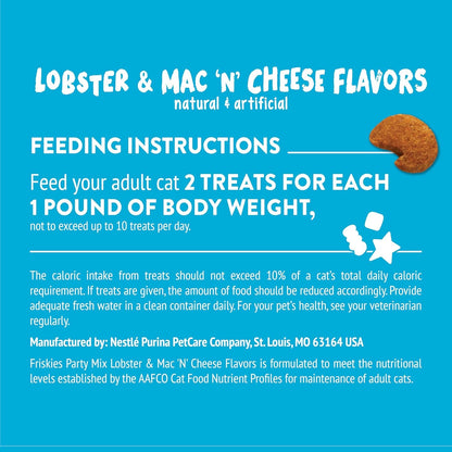 Purina Friskies Cat Treats, Party Mix Lobster & Mac 'N' Cheese Flavors - (Pack of 6) 6 Oz. Pouches11