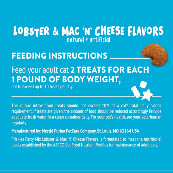 Purina Friskies Cat Treats, Party Mix Lobster & Mac 'N' Cheese Flavors - (Pack of 6) 6 Oz. Pouches11
