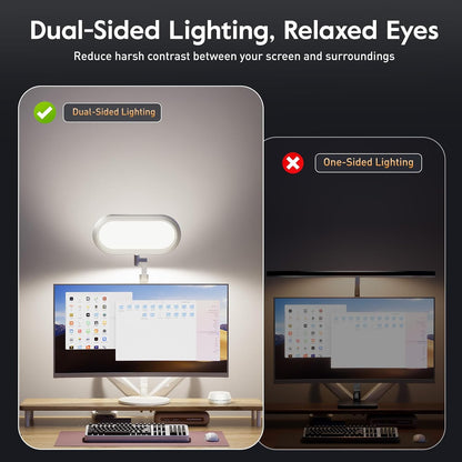 Premium LED Desk Lamp, Dual-Sided Soft Lighting with Knob Remote | Eye-Caring Diffused Light for Home Office, Video Conferencing, Zoom, Reading, Study, Craft, Stepless Dimming & Color, Memory2