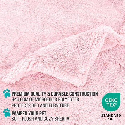 Petami Fluffy Waterproof Dog Blanket for Couch and Bed, Reversible Sherpa Pet Throw, Pee Proof Furniture Protector Sofa Cover, Washable Cat Blanket for Small Medium Dogs and Cats (Pink Blush, 24X32)5