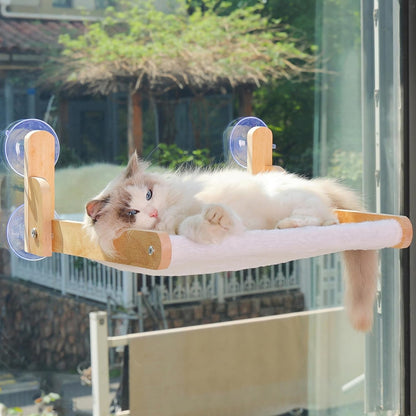 Cat Window Perch with Wooden Frame – Aloxina Foldable Cat Hammock Bed for Indoor Cats, Breathable Sandwich Mesh Cover, Strong Suction Cups, No Drilling, Supports Large Cats7