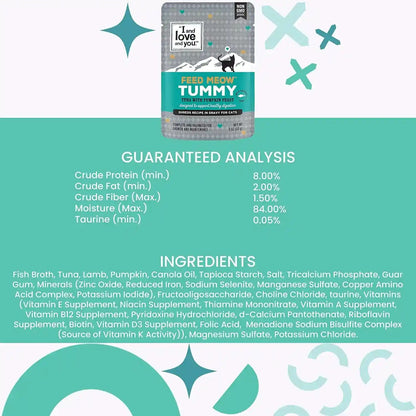 I and LOVE and YOU Feed Meow Tummy Wet Cat Food - Tuna + Pumpkin - Digestion Support, Grain Free, Shredded, 3Oz Pack of 127