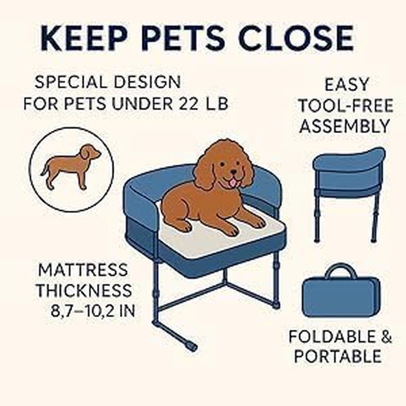 englacha-close2me-elevated-pet-bed-bedside-mattress-for-cats-and-small-dogs-comfortable-cozy-design-with-tool-free-installation-foldable-for-easy-transport-carry-bag-included