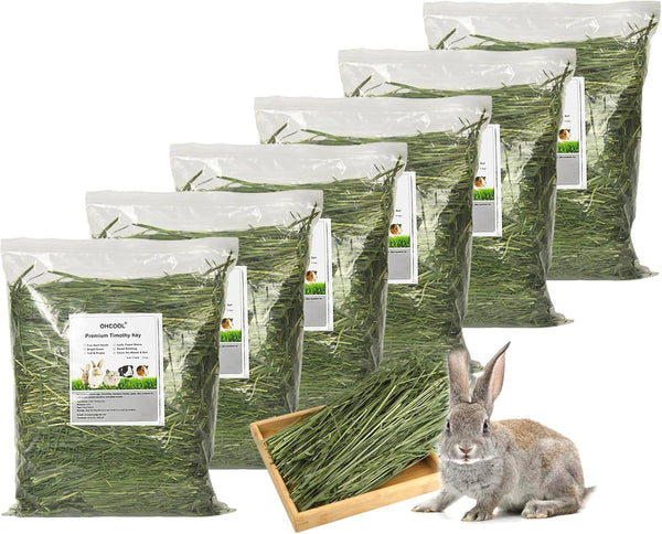 Timothy Hay, 6.6LBS Small Pet Feed | Hand Selected Natural Fresh Timothy Hay, for Rabbits, Guinea Pigs, Chinchillas, 6 Packs of 1.1Lbs Each1