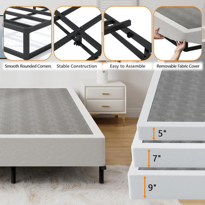 Queen Size Box Spring Bed Base 9 Inch, 3000Lbs Heavy Duty Box Spring Queen Metal Mattress Foundation, Tool-Free Easy Assembly, Noise Free4