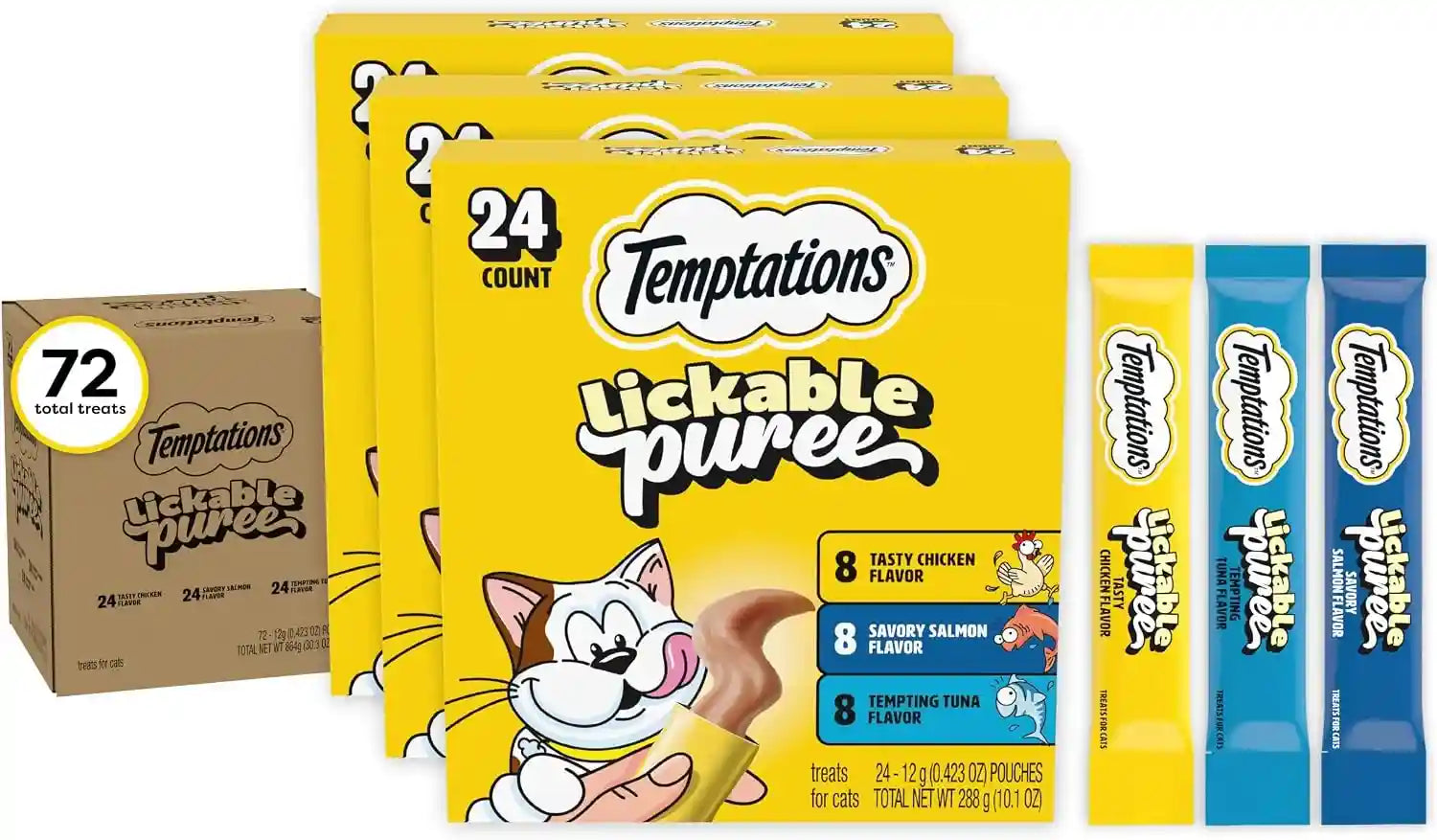 temptations-creamy-puree-squeezable-lickable-cat-treats-wet-cat-treats-with-salmon-0-42-oz-tubes-24-count-packaging-may-vary