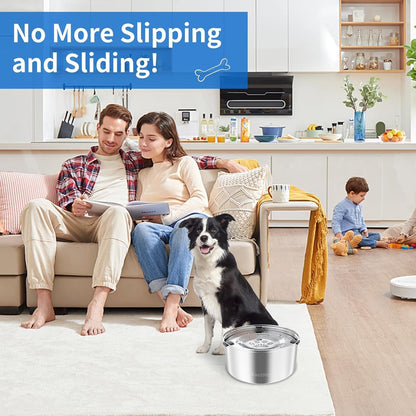 Kactoily 3L/101Oz Large Capacity Dog Water Bowl Stainless Steel No Spill Dog Bowls Slow Drinking Dog Water Feeder Dispenser3
