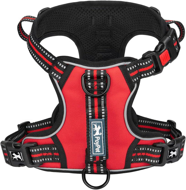 Poypet No Pull Dog Harness, No Choke Front Clip Reflective Dog Vest with Soft Padded Vertical Handle, 3 Leash Attachments for Small Medium Large Dogs (Black,Xl)8