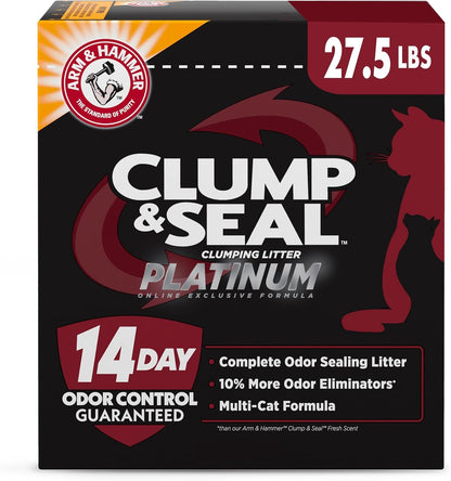 ARM & Hammer Slide Platinum Easy Clean-Up Clumping Cat Litter, 27.5 Lbs | 24/7 Odor Control, Triple-Action Freshness, Non-Stick, Low Tracking, Multi-Cat Formula, Scented10