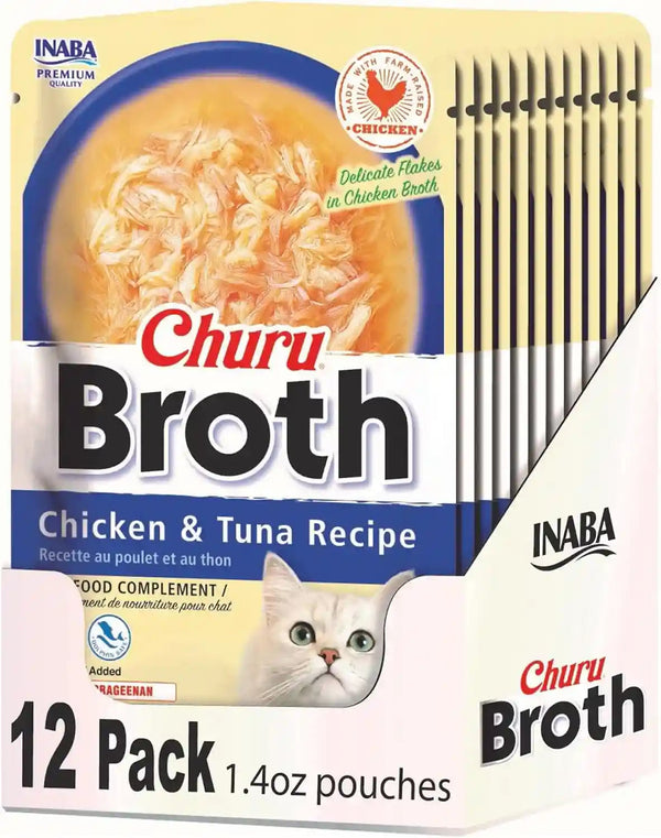 INABA Churu Broth for Cats, Side Dish Pouch, 1.4 Ounces per Pouch, 12 Pouches, Chicken & Seafood Variety15