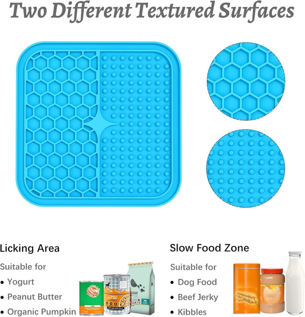 Mateeylife 2PCS Small Lick Mat for Dogs and Cats, Licking Mats for Dog Anxiety Relief, Cat Peanut Butter Lick Pad for Boredom Reducer, Dog Treat Mat Perfect for Bathing Grooming Blue&Green2